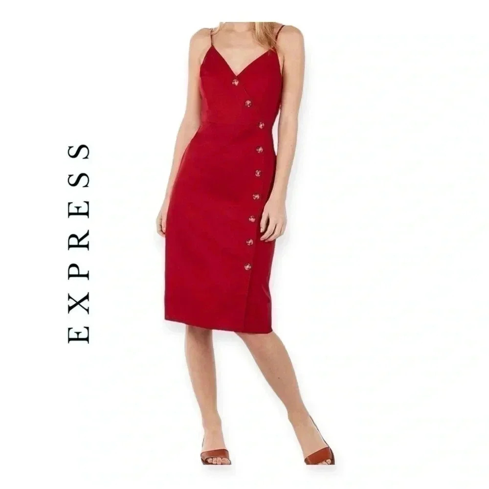1790. EXPRESS SUMMER MINI DRESS SIZE XXSMALL SPAGHETTI STRAP SMOCKING RED COLOR